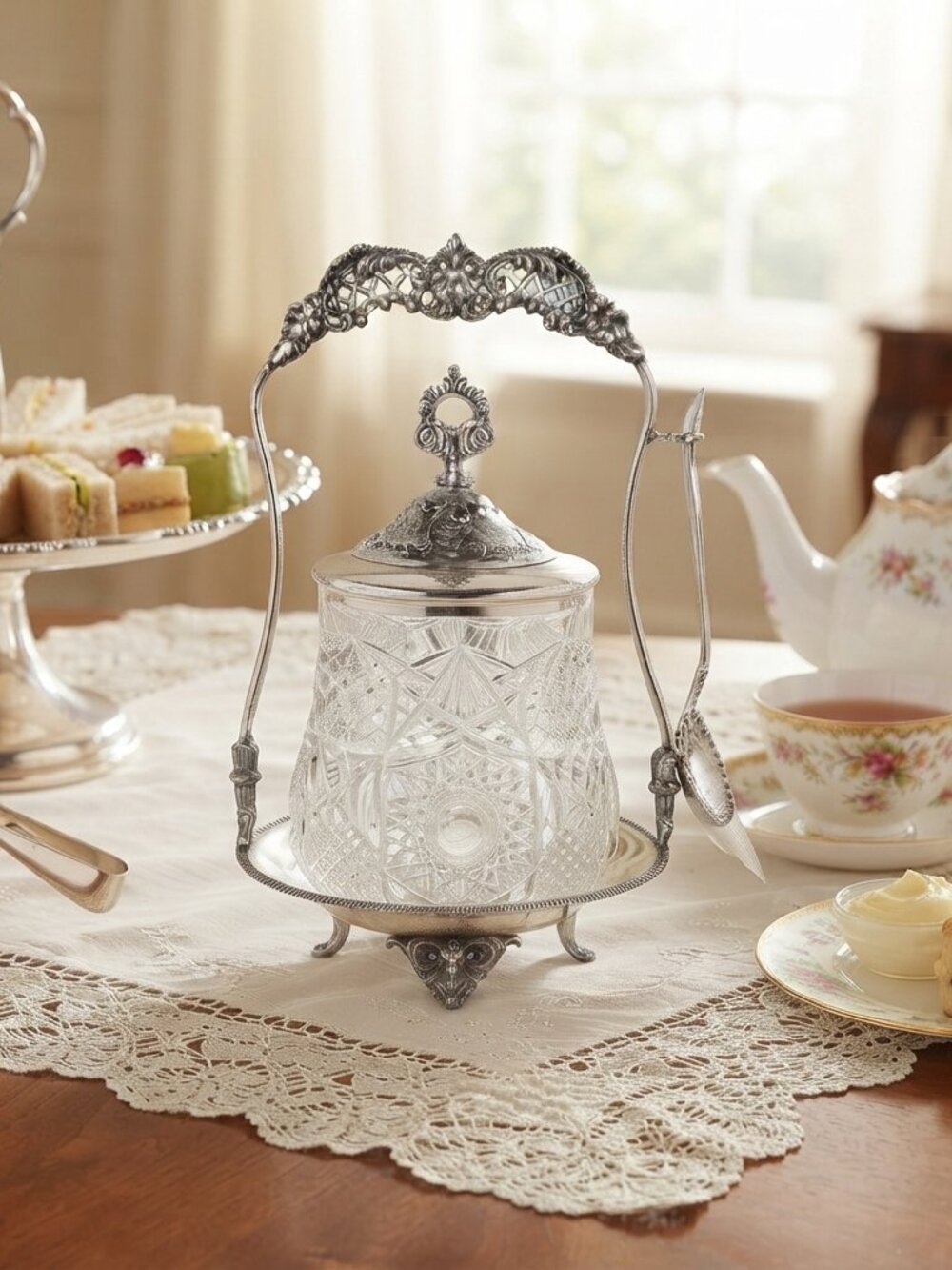 Antique Victorian Sugar Caddy & Jam Jar Set (c. 1893–1912) EAPG